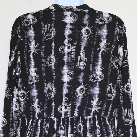 SANDRO - Black/White 100% Silk Boho Mini Dress - Women's Size 2, Medium NEW NWOT - Picture 6 of 12